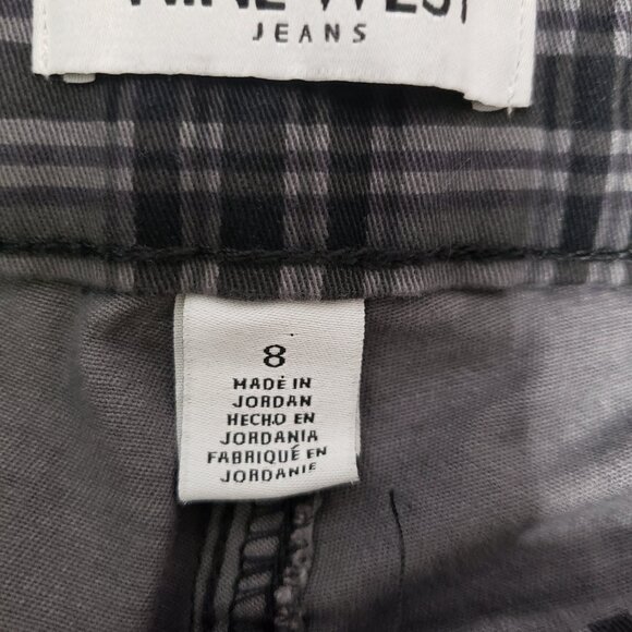 Nine West Black Plaid Heidi Pull On Skinny Pants womens size 8 Wide Waist Band - Picture 3 of 8